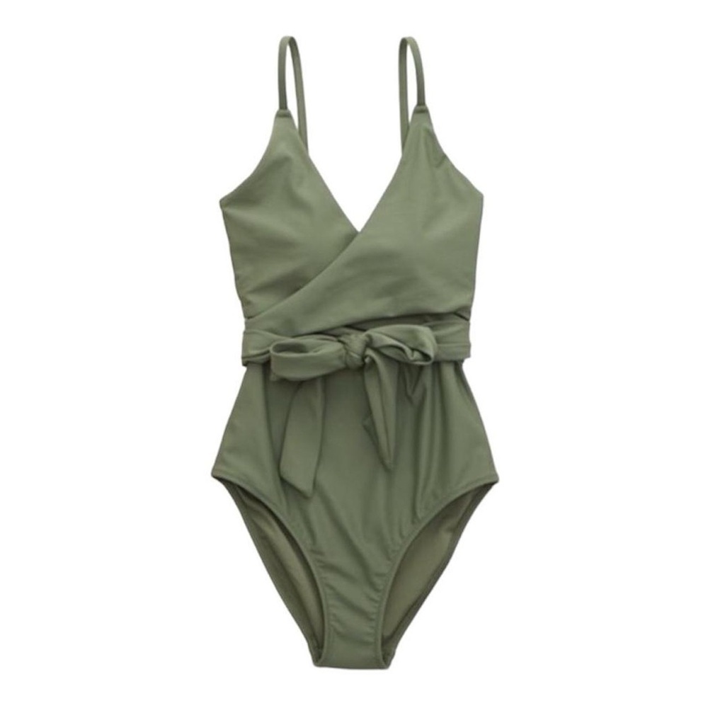 (NWT) Aerie Wrap One Piece Swimsuit in Olive Fun